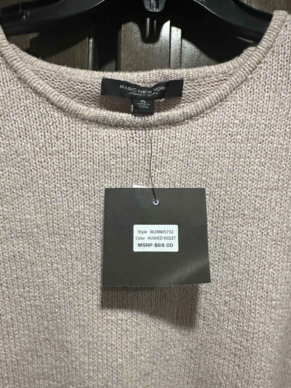 Marc New York Light Pink Puff-Sleeve Crew Neck Sweater - Picture 2 of 5